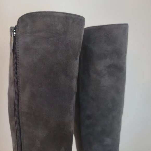 🔥WHITE HOUSE BLACK MARKET Sz 9 BLACKENED PEARL SUEDE Stud Strap Zipper Boots - Picture 4 of 8